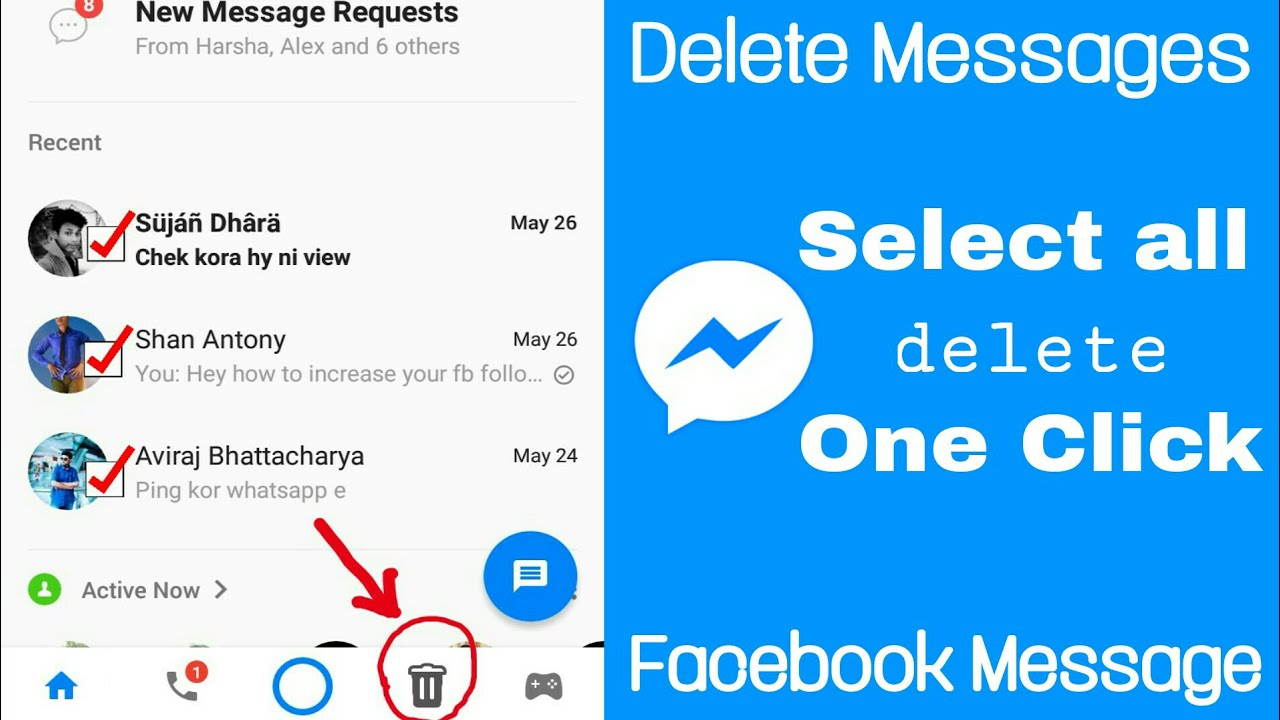 delete all messages on Messenger with a phone application