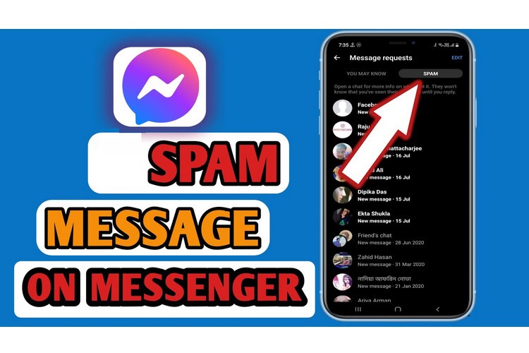 mark Spam on Messenger with computers and phones