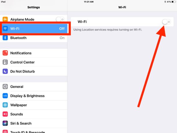Turn off and on again Wifi network iphone