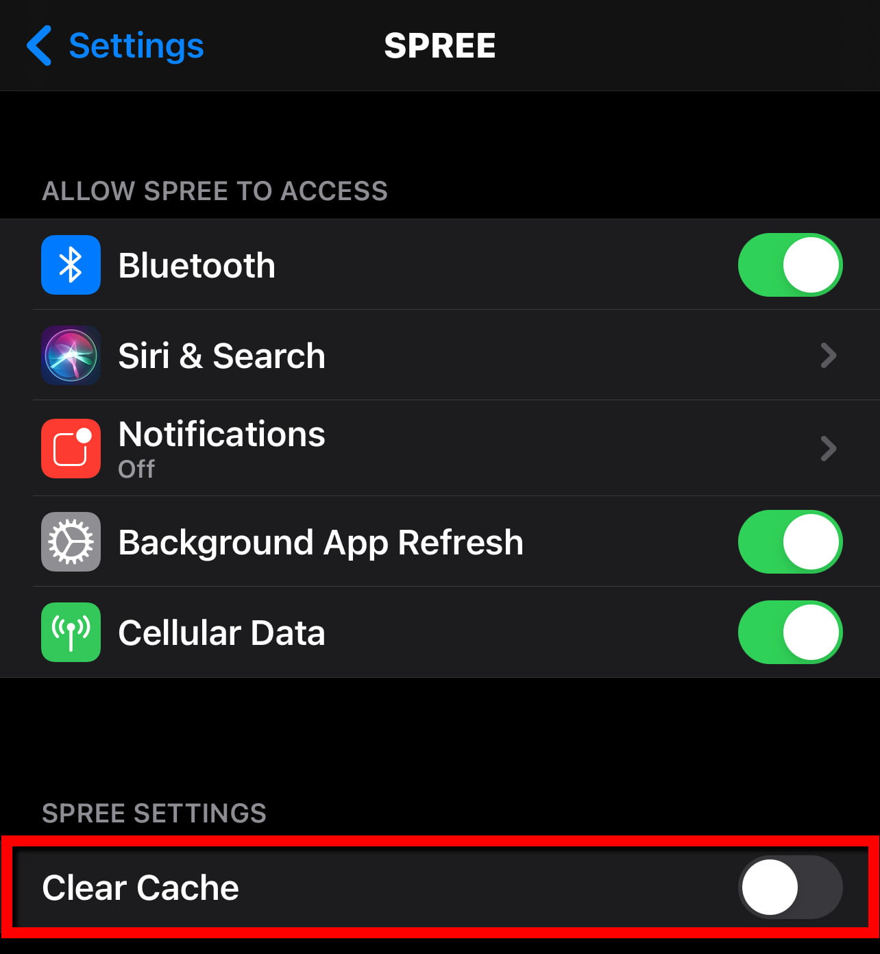 Restart the device to clear the iPhone cache